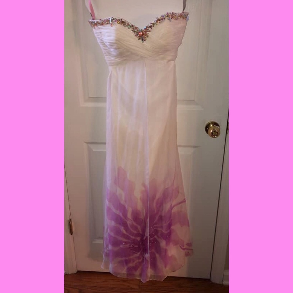 Blush prom dress with hand painting